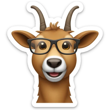 happy smart smiling brown chamois with glasses sticker