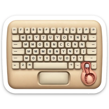 Computer keyboard missing keys, one spot replaced with exposed muscle. sticker