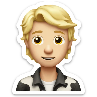 Sad blonde farm boy milking a cow sticker