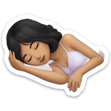 Coquette teenage asian black hair girl sleeping  sticker