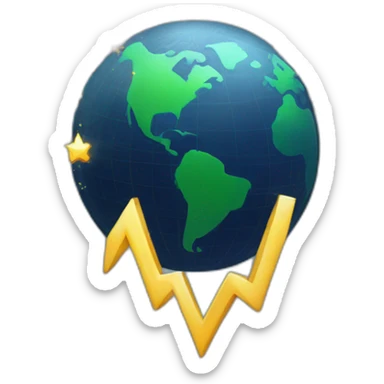 world emoji with trending graph with a sparkle at the peak of the graph sticker