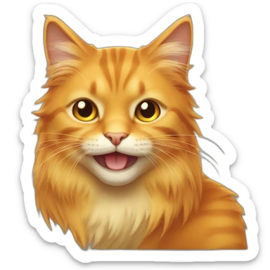 orange and yellow cat with long hair winking at me sticker