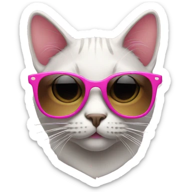 Cat with sunglasses pink sticker
