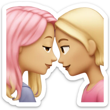 pink haired girl kissing a blonde girl sticker