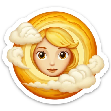 Venus as a circular planet without rings, yellow-orange atmosphere sticker