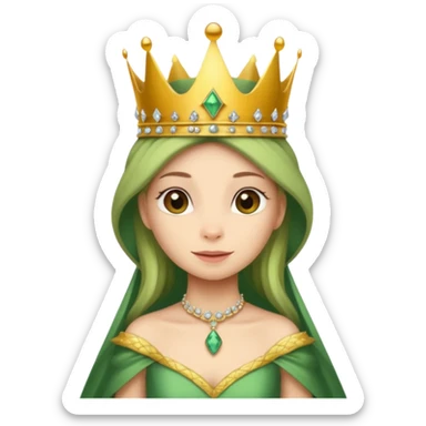 Female lizard wears crown gown sticker