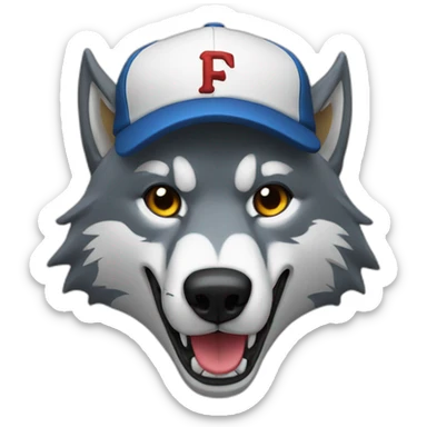Wolf head wearing a baseball cap sticker
