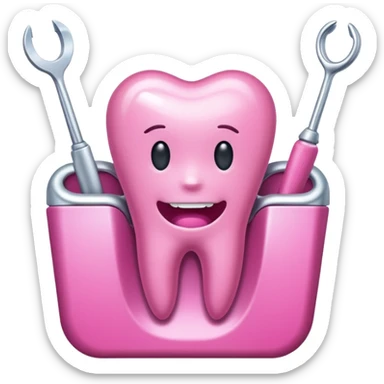 Pink dentist tools sticker
