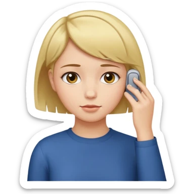 girl with short hair tucking hair behind her ear sticker