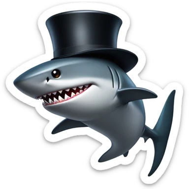 Shark with a top hat sticker
