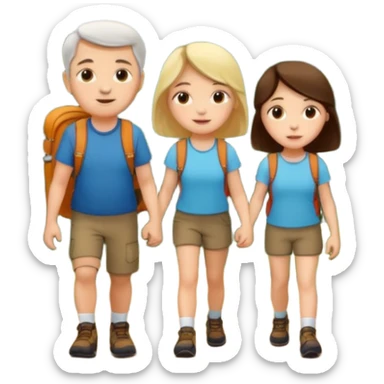 Vytvoř mi holčičku na výletě v lese s maminkou a tatínkem. sticker