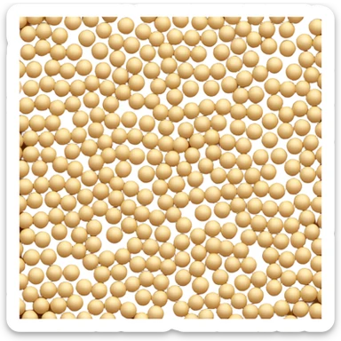 loose scatter of small round seeds in warm yellow to light brown tones, matte, slightly textured surface, grains in varied sizes, clustered or gently dispersed in a natural pile, no bowl or extras, soft lighting, subtle shadows, emoji scale sticker