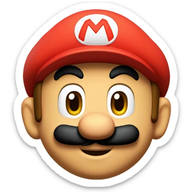 The 3D color emoji depicts Mario's face, seen from the front, with details and textures. Based on the movie Super Mario. Make a face-only version. sticker