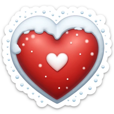 A snowing heart with snow falling around him  sticker