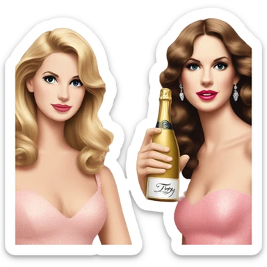 Lana del Rey & Taylor Swift drinking champagne pink dress sticker