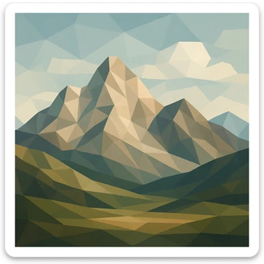 illustration of a mountain landscape made of geometric shapes in polygonal style sticker
