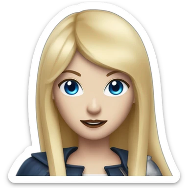 beautiful vampire woman with long blonde hair and blonde straight bangs and blue eyes and wielding knives sticker