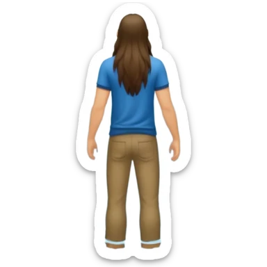full body man long hair from behind waist deep in forest lake, water running down back sticker