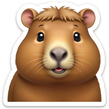 Cinematic Cute Capybara Portrait Emoji, Head tilted playfully and inquisitively, with a delightfully fluffy, rounded form accented by soft, inviting fur and round, sparkling eyes full of charm, Simplified yet irresistibly adorable features, highly detailed, glowing with a warm, friendly glow, high shine, affectionate and lively, stylized with a touch of whimsical cuteness, soft glowing outline, capturing the essence of a mischievous yet loving capybara that feels like it could tumble out of the screen into your arms! sticker