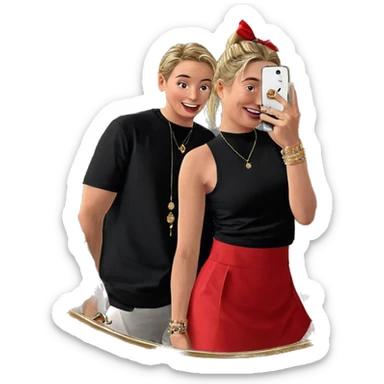 mirror selfie with jewelry sticker