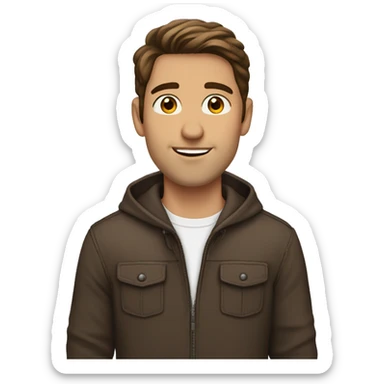 brown hair man-browneyes-light skin-european-handsome-sideparted sticker