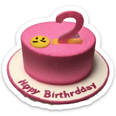 21st birthday cake pink glitter  sticker