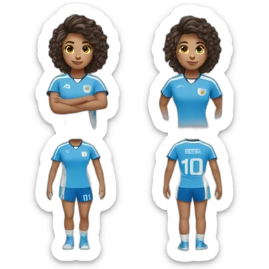 Handball teen girl player curl argentina sticker