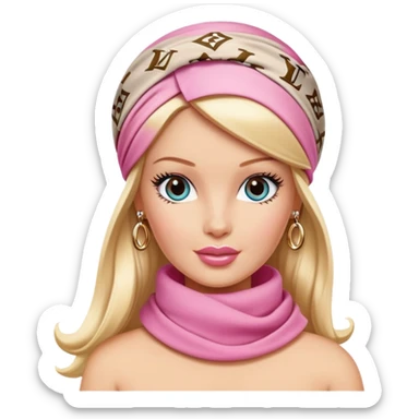 Barbie wearing a louis vuitton head scarf sticker