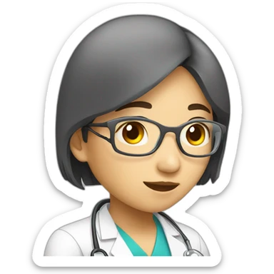 medical student asian girl listening a song sticker