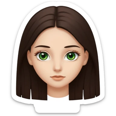 Girl with dark green eyes, light eyebrows and long dark-brown straight hair sticker