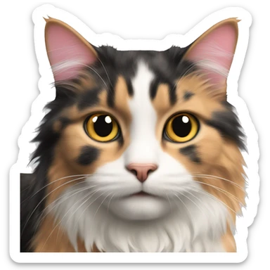 Long-haired Calico cat pink nose sticker