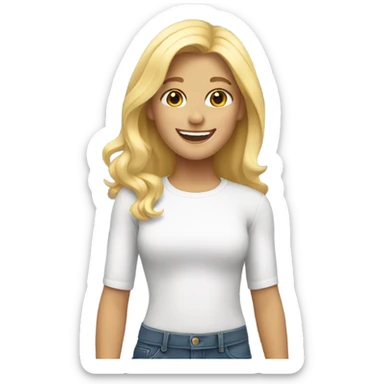 Blonde girl happy  sticker