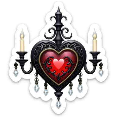 realistic gothic heart with a gothic chandelier sticker