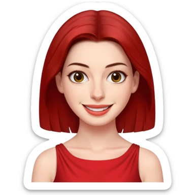 Anne Hathaway in red dress, hot sticker