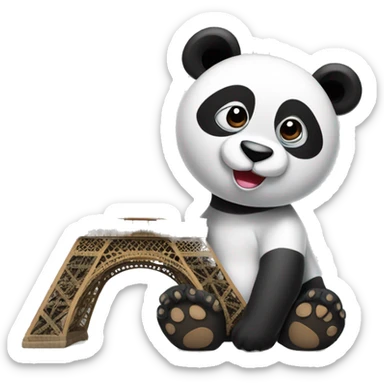 Eiffel tower with big panda sticker