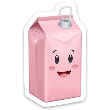 a pastel pink strawberry milk carton sticker
