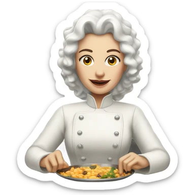 A white queen who is cooking sticker