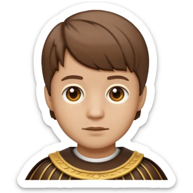 À emoji that don’t smile and have a Cesar cut (like a tuff guy) brown hair sticker