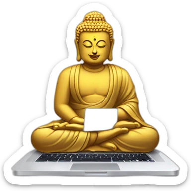 buddha typing on a macbook sticker