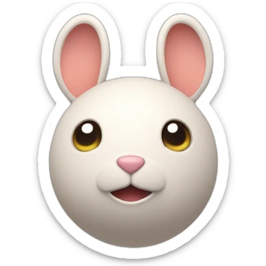 3d sphere with a cartoon playful clay Rabbit skin texture with abashed eyes sticker