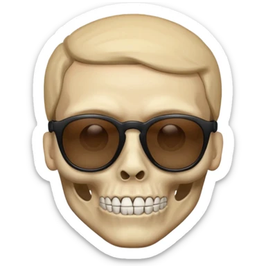 Make a skull face with sunglasses down a bit so you can see his eyes and his left eye brow up a bit make it look like an emoji sticker