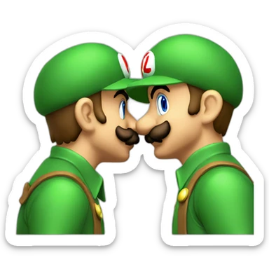 mario and luigi kissing side view sticker
