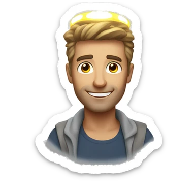 Australian dad with ring of light or halo on top of his head sticker