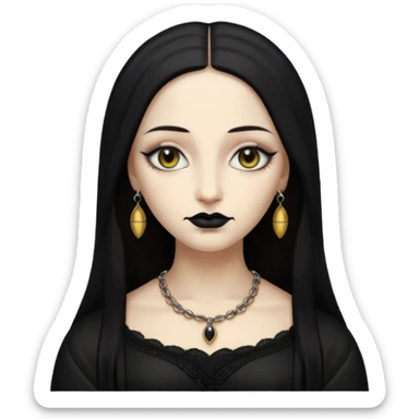 Mona Lisa reimagined as a goth emoji, piercings, black nails, gothic vibe, simplified features sticker