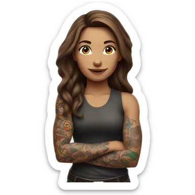 Beautiful tattooed woman long brown hair rock climbing sticker