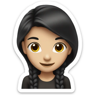 smiling girl with long black hair and girdle  sticker