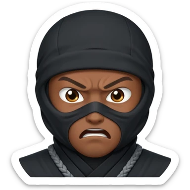 Hazme un emoji de ninja enojado que no tenga boca sticker