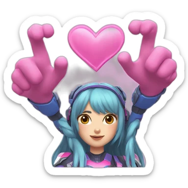 D-va qui fas un coeur avec ces mains sticker