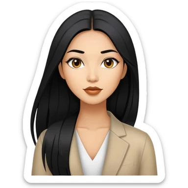 Stylish confident woman with Asian and Latina features, long straight black hair sticker