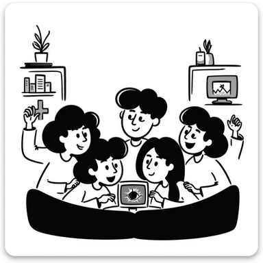 A person plays with the GameCube on TV with friends, sitting on the couch sticker